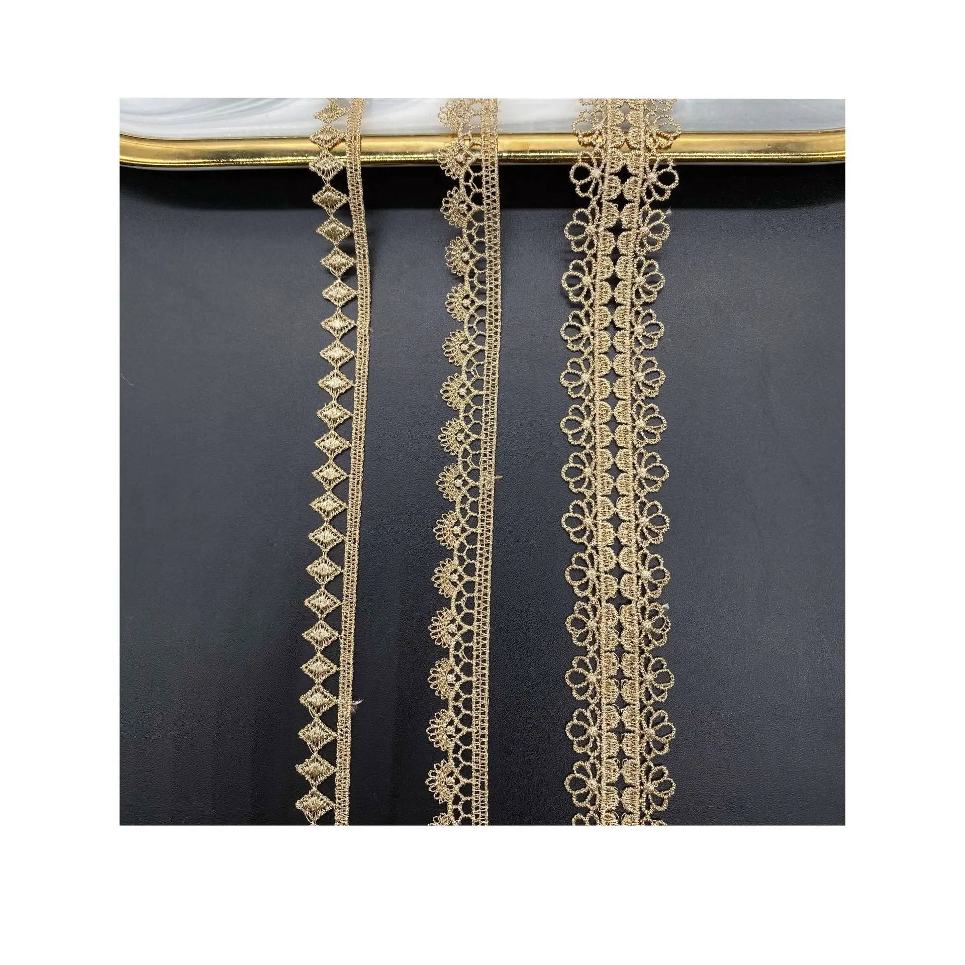 5-ярдовые золотые кружевные аксессуары своими руками для манжет платья - Фотография_5