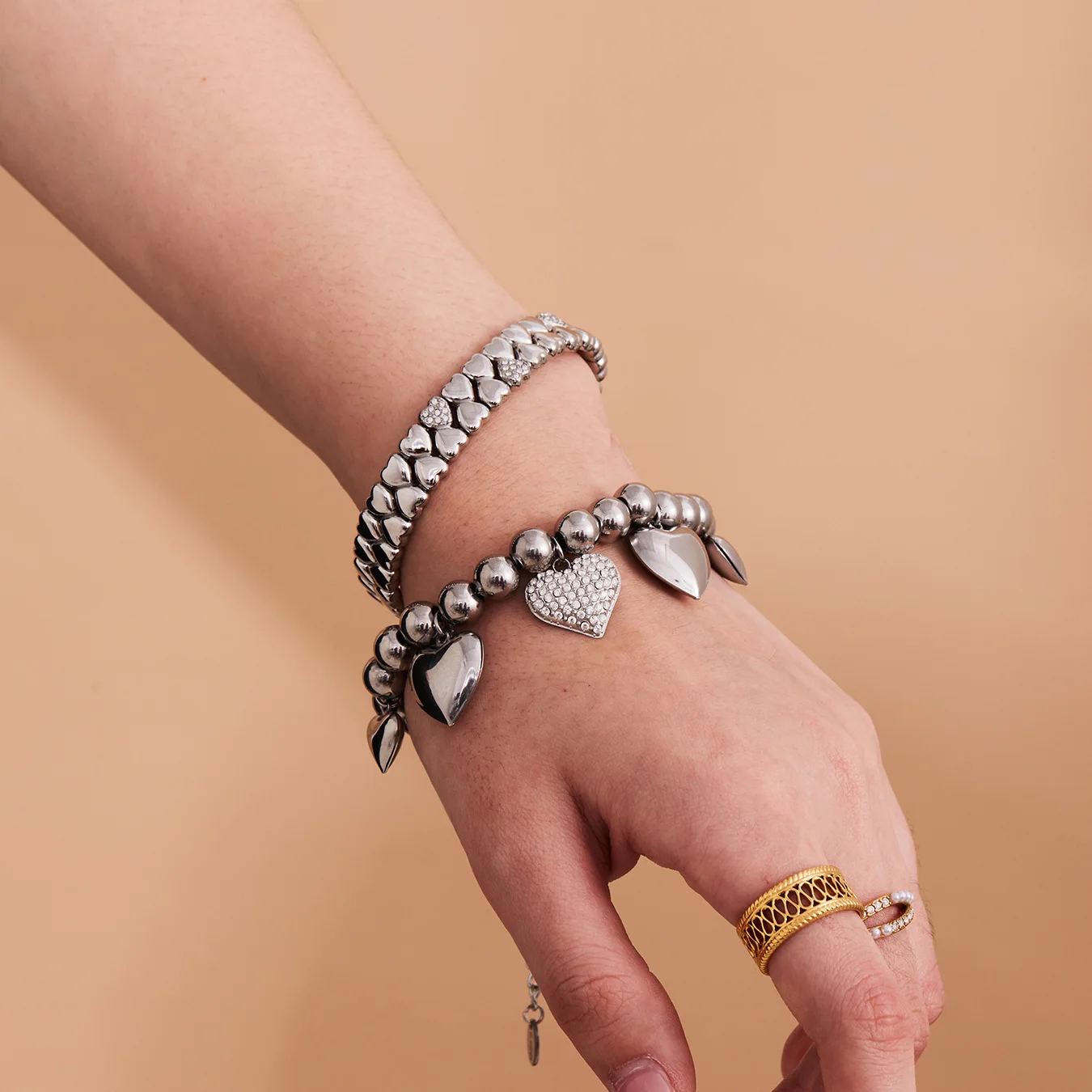 Модный винтажный браслет в форме сердца с бриллиантами - Фотография_4