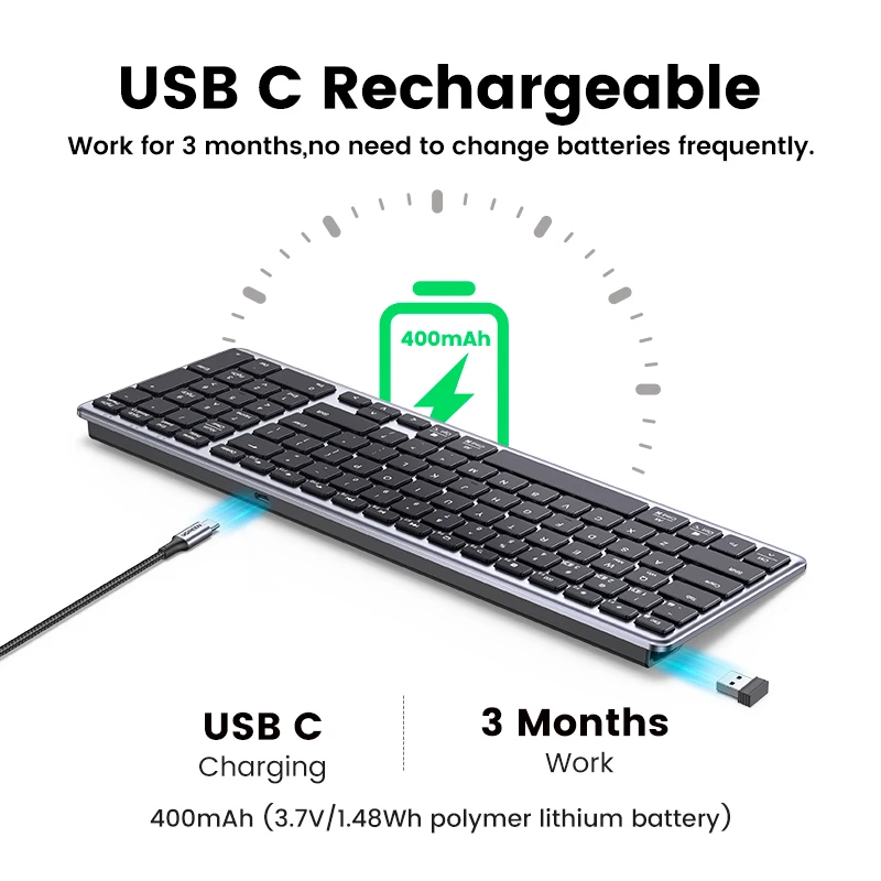 Ugreen клавиатура беспроводная bluetooth 5 - Фотография_5