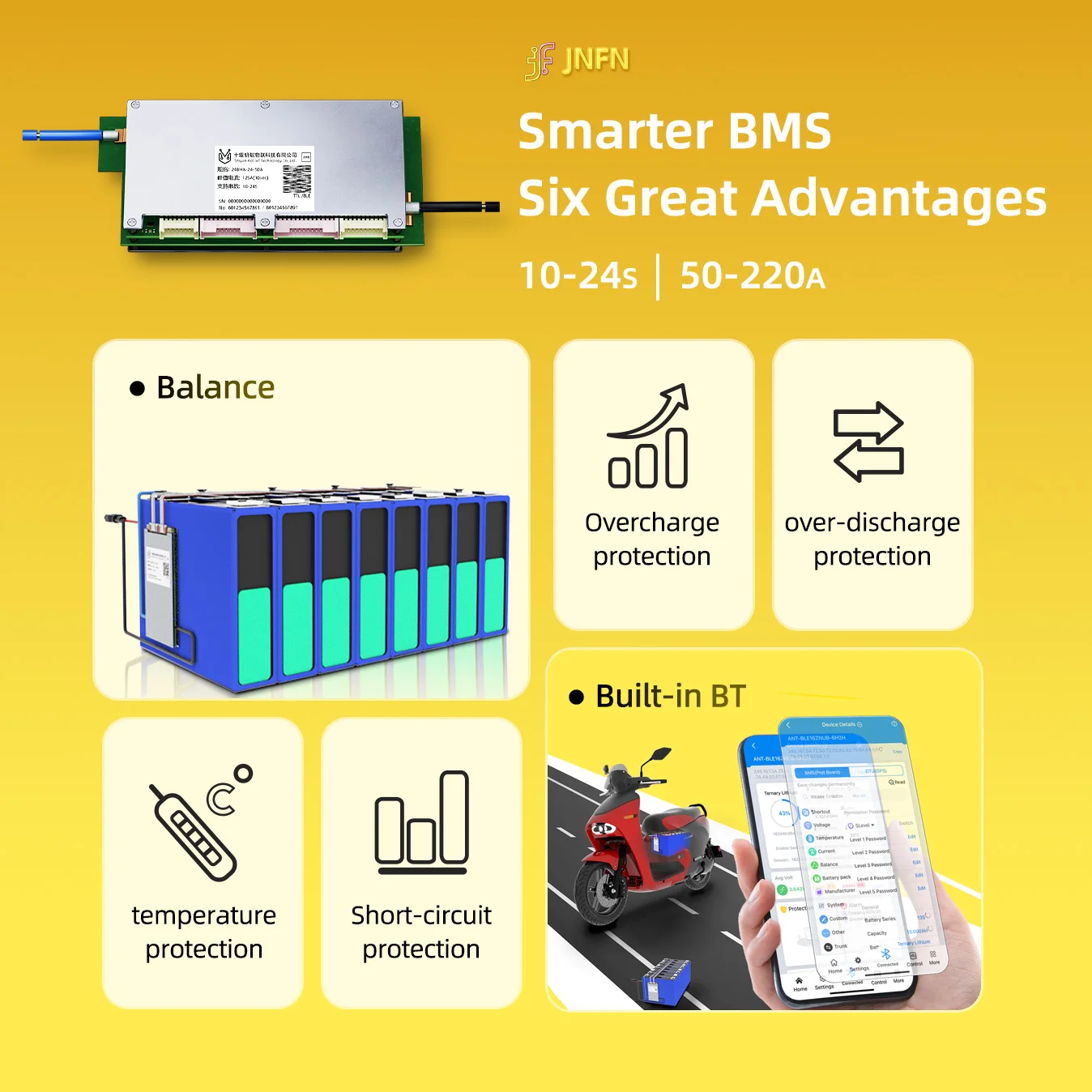 Ant 10-24s smart bms bluetooth app balance can 18650 - Фотография_3