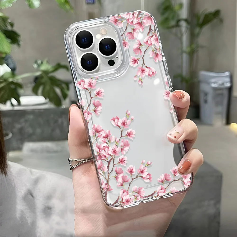 Прозрачный чехол для телефона с цветочным узором для девочек для iphone 16