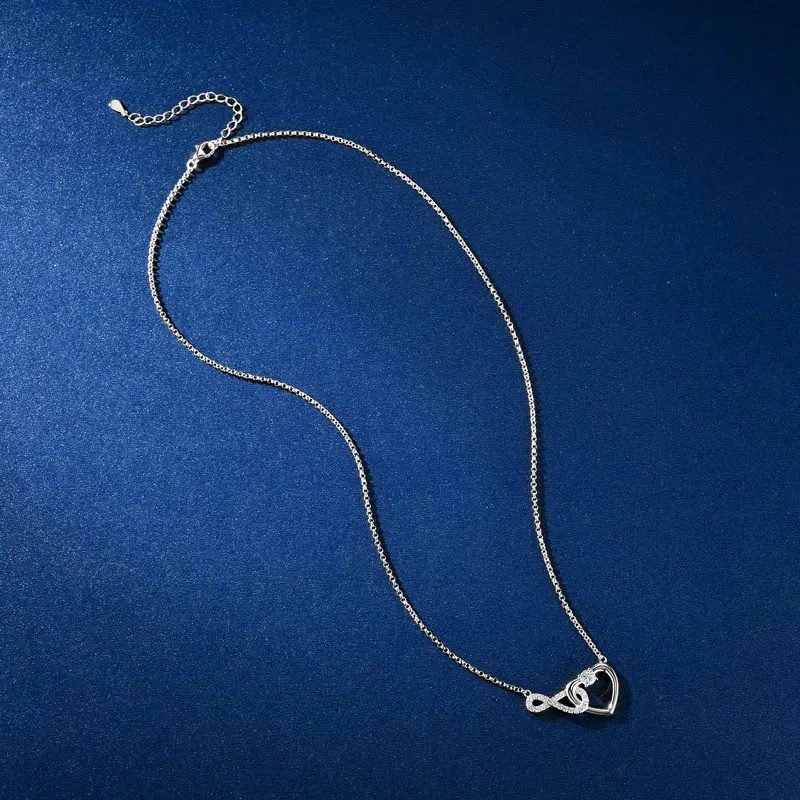 Iogou 4 мм и 1,3 мм бесконечное сердце в форме всего муассанитового кулона - Фотография_3