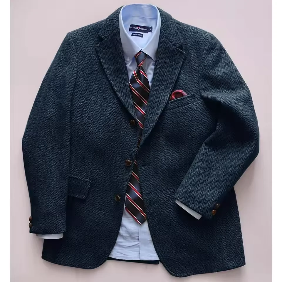 Мужской повседневный пиджак с узором «елочка»