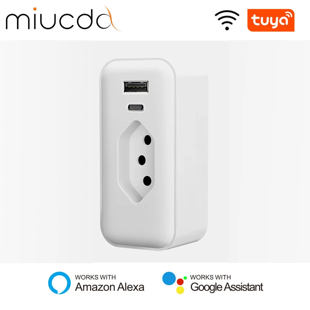 Смарт-розетка miucda tuya с поддержкой wi-fi и usb type-c