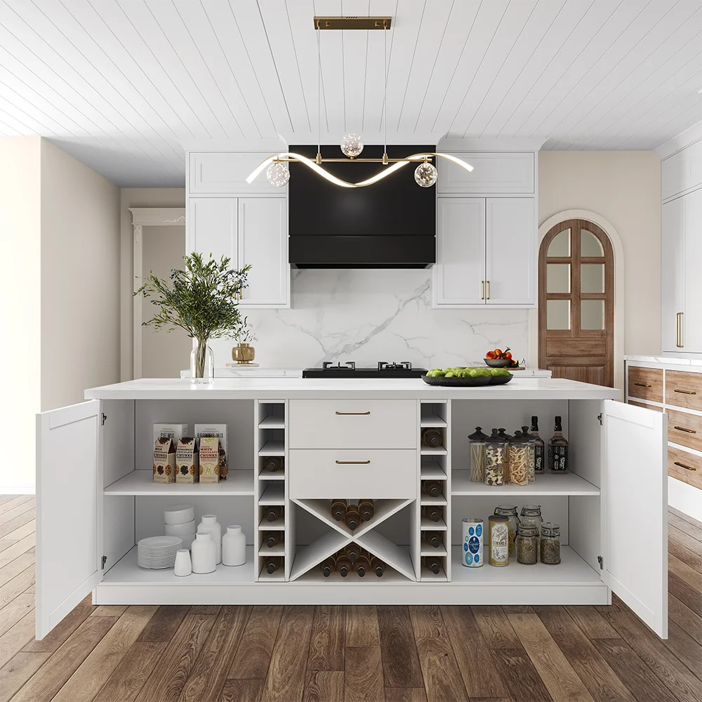 Современный многофункциональный кухонный островной шкаф для хранения вина - Фотография_6