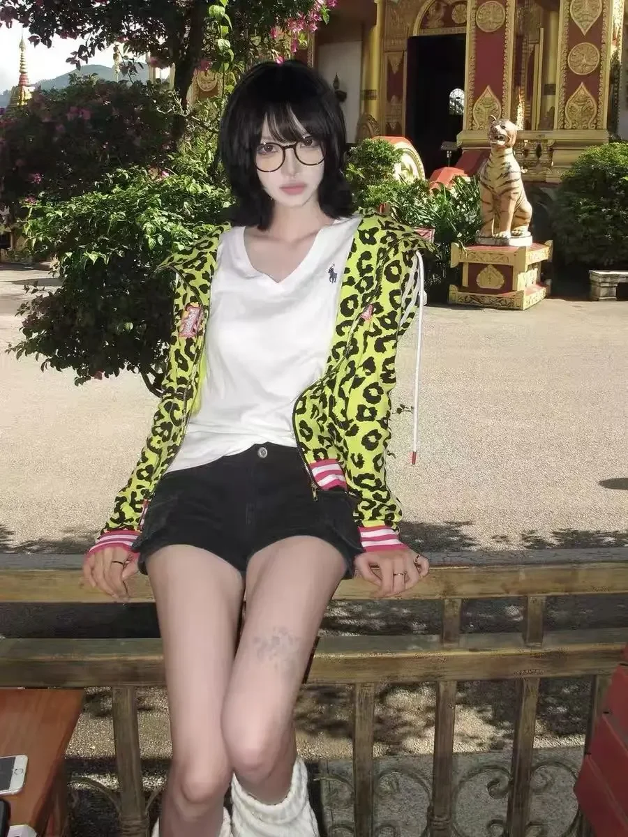 Толстовка на молнии с леопардовым принтом harajuku - Фотография_4