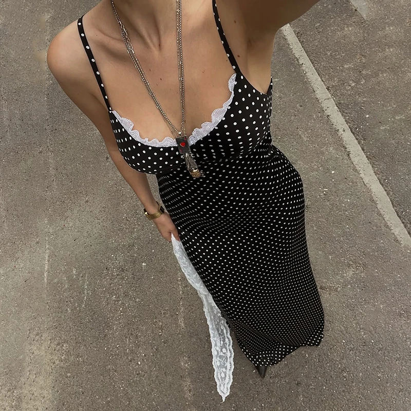 Длинное платье на подтяжках tornova в горошек - Фотография_2