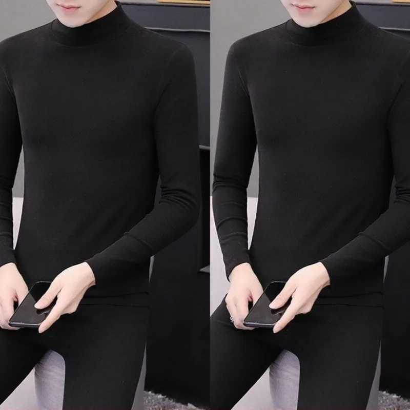 Мужской бархатный комплект термобелья с круглым вырезом - Фотография_2