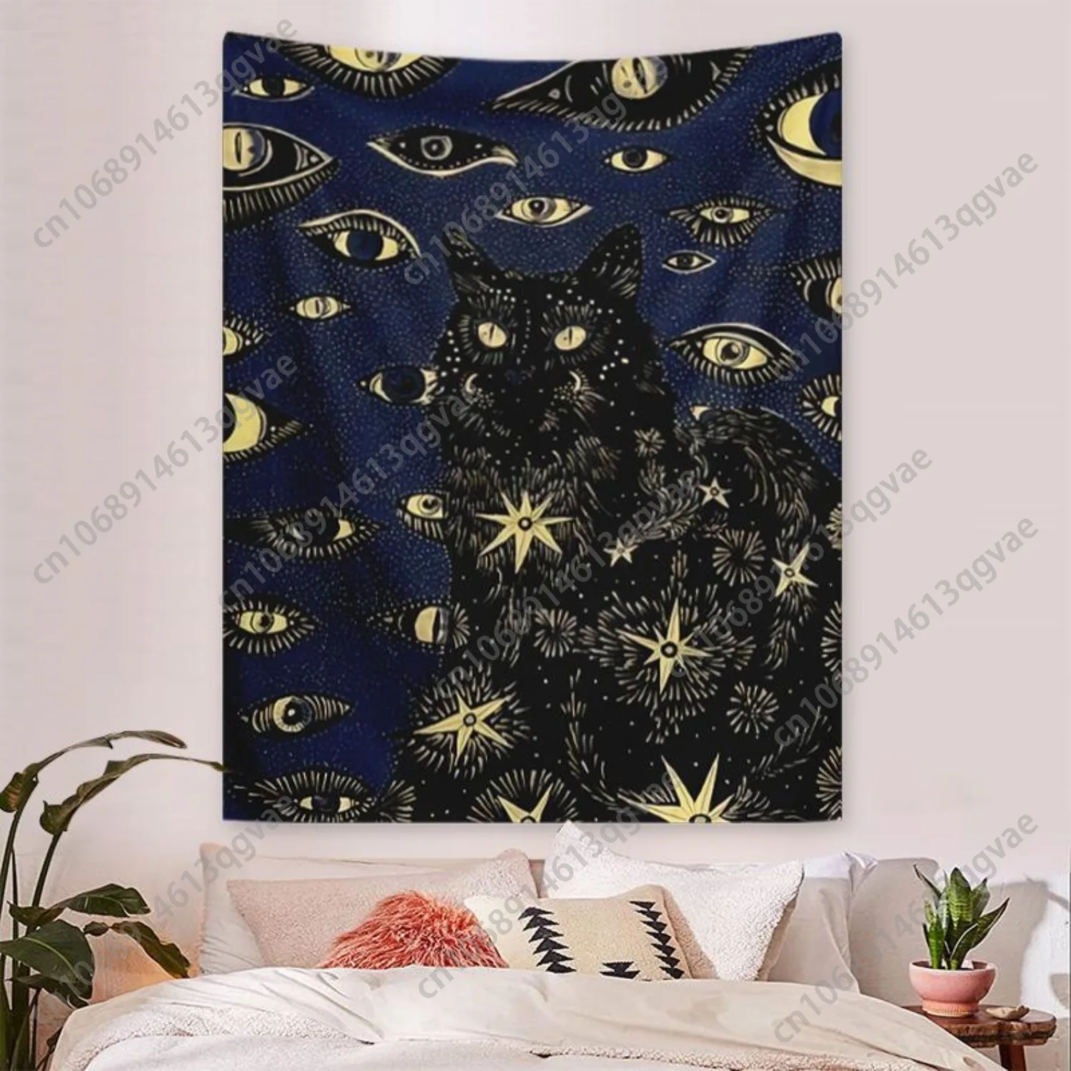 Настенный гобелен с рисунком кота и глаза - Фотография_5