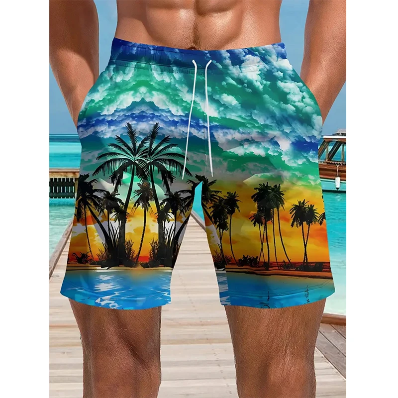 Мужские шорты с гавайским узором кокосовой пальмы - Фотография_2