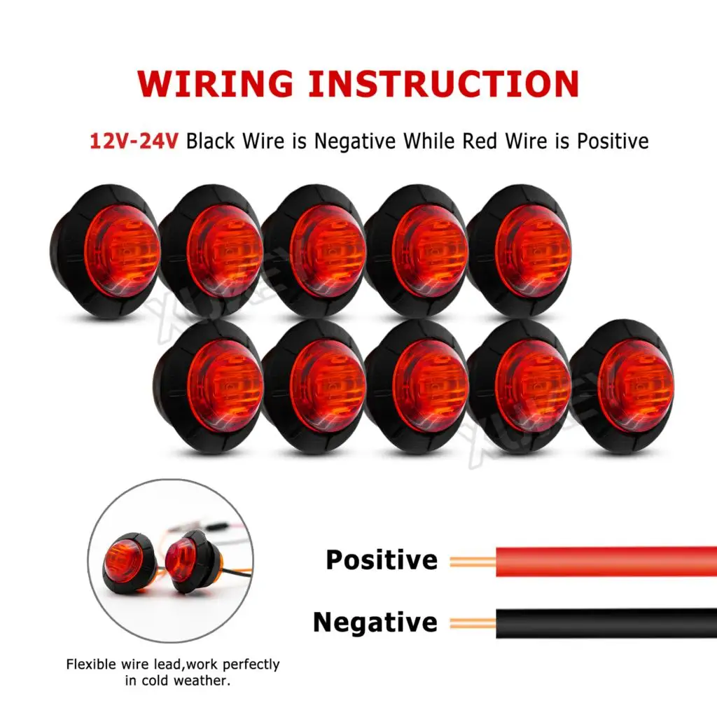 12v 24v red боковой мини-круглый - Фотография_5