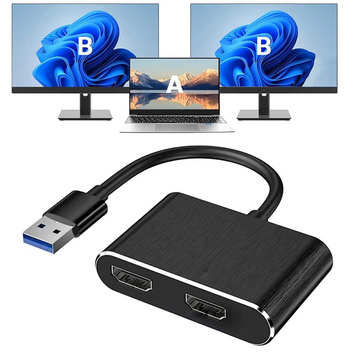 Кабель-переходник usb 3.0 в двойной 1080p hd-дисплей