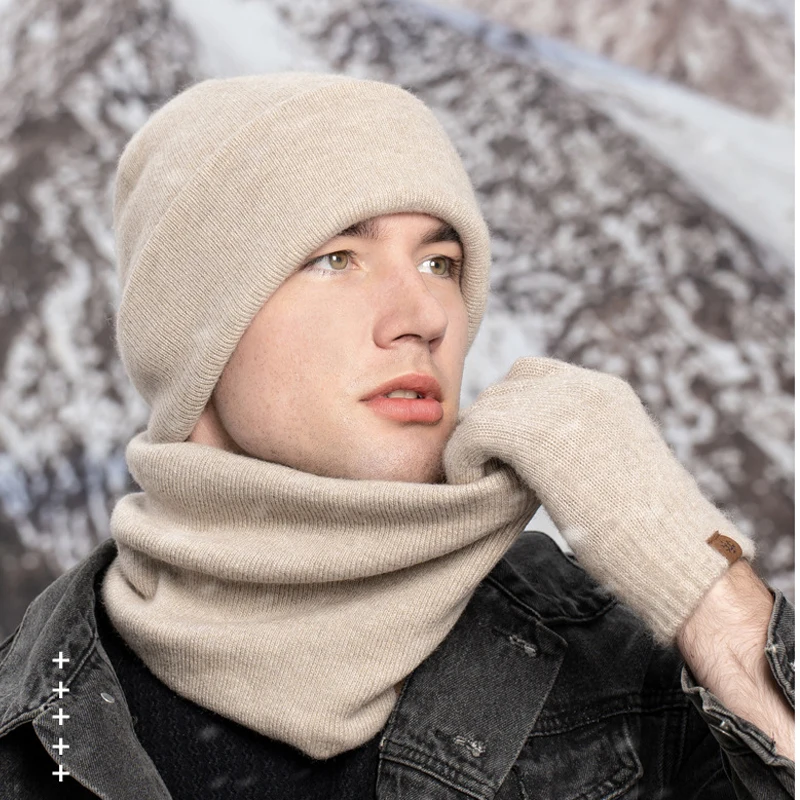 Мужская зимняя шапка шарф перчатки - Фотография_3