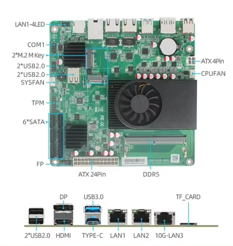 Материнская плата 6-bay n100 i3-n305 nas 1*10g 2 * i226-v 2 - Фотография_3