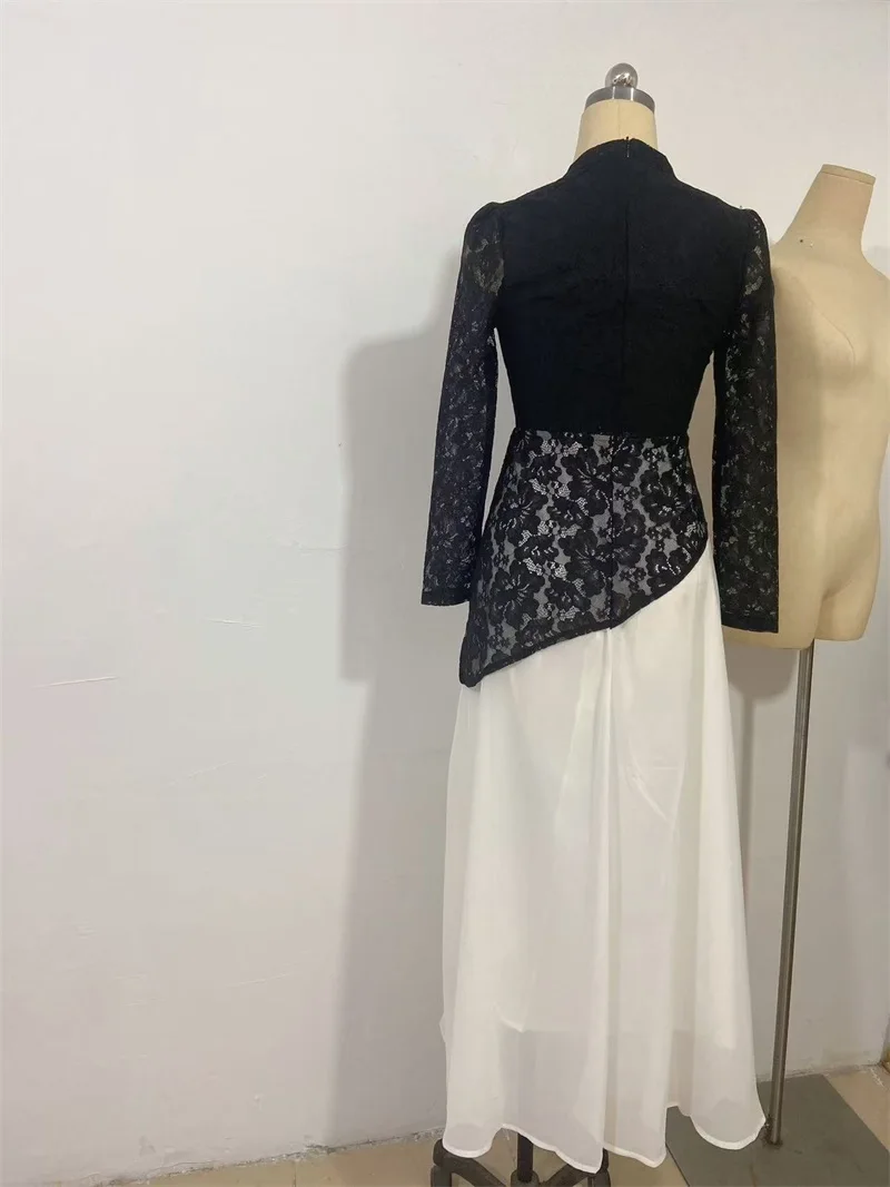 Саудовская аравия кружевное женское платье для выпускного вечера черное - Фотография_3