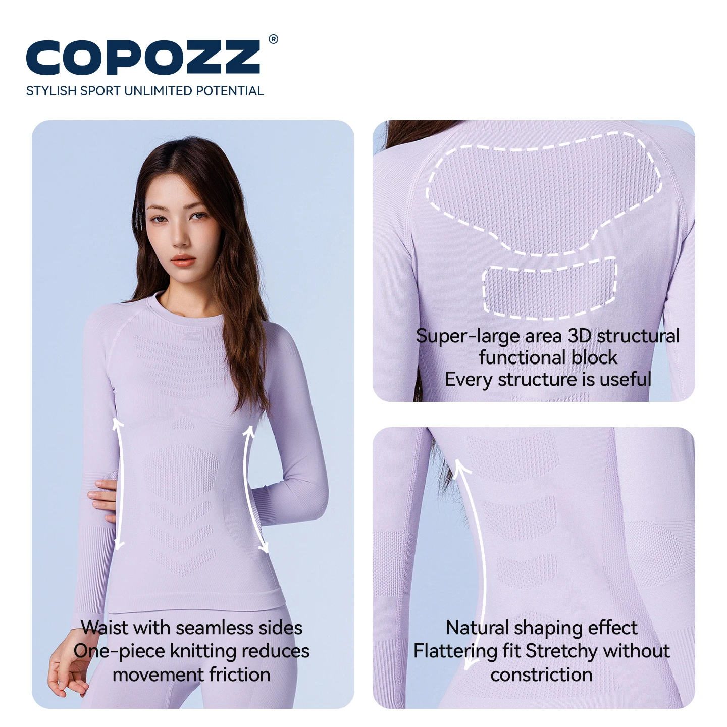 Copozz женский и мужской бесшовный комплект термобелья для лыж - Фотография_5