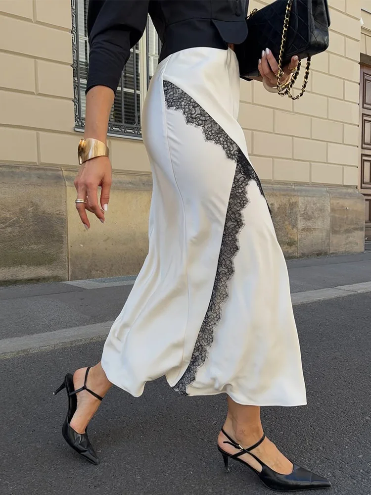 Trendix кружевной укороченный топ и длинная юбка с разрезом - Фотография_3