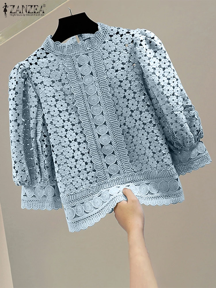 Zanzea, женская элегантная кружевная блузка