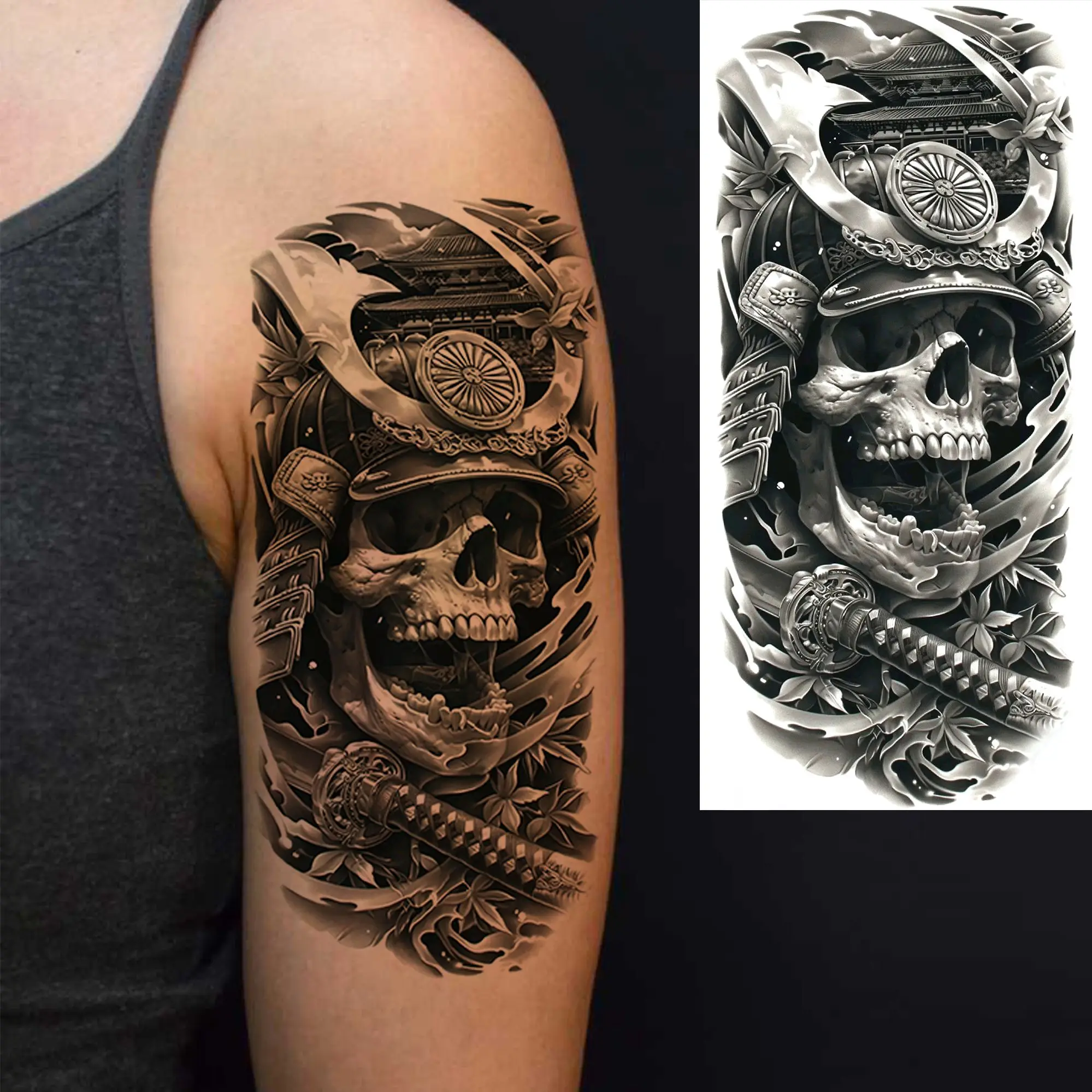 1 лист череп дракон воин с мечом - Фотография_6