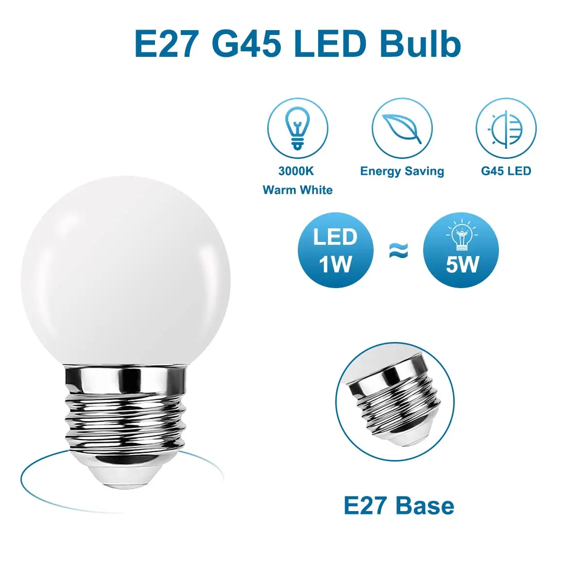 Небьющаяся пластиковая светодиодная лампа milky globe g45 e27 - Фотография_2