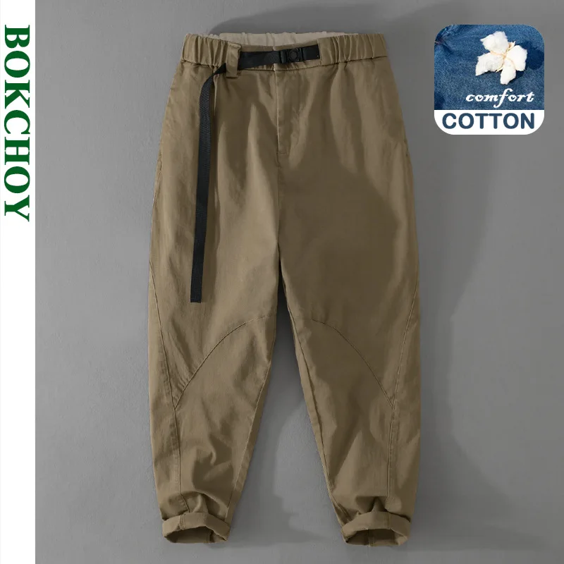 Новые повседневные хлопковые однотонные брюки для мужчин
