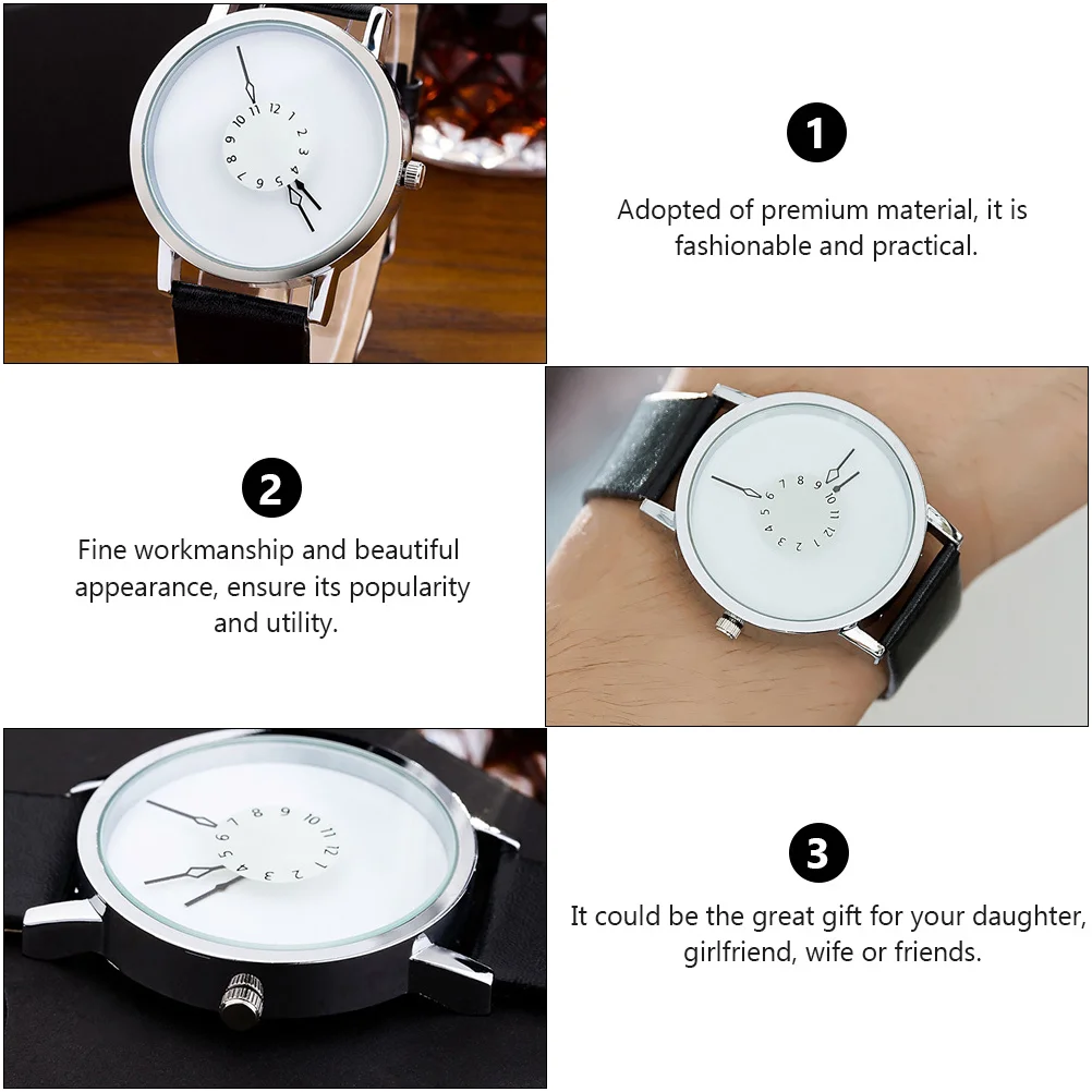 Водонепроницаемые кварцевые часы с ремешком из искусственной кожи - Фотография_4