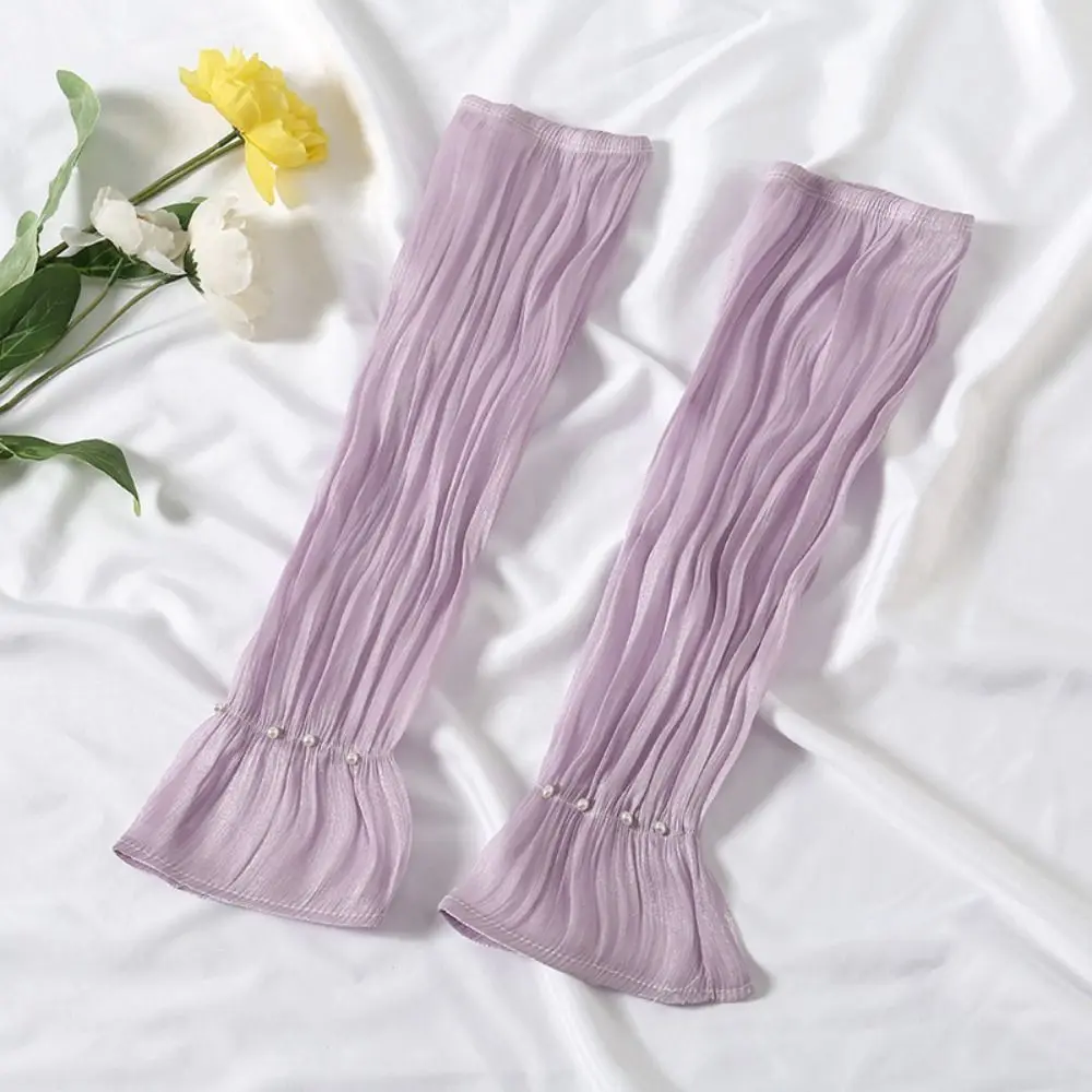 Кружевные перчатки из ледяного шелка с рукавами