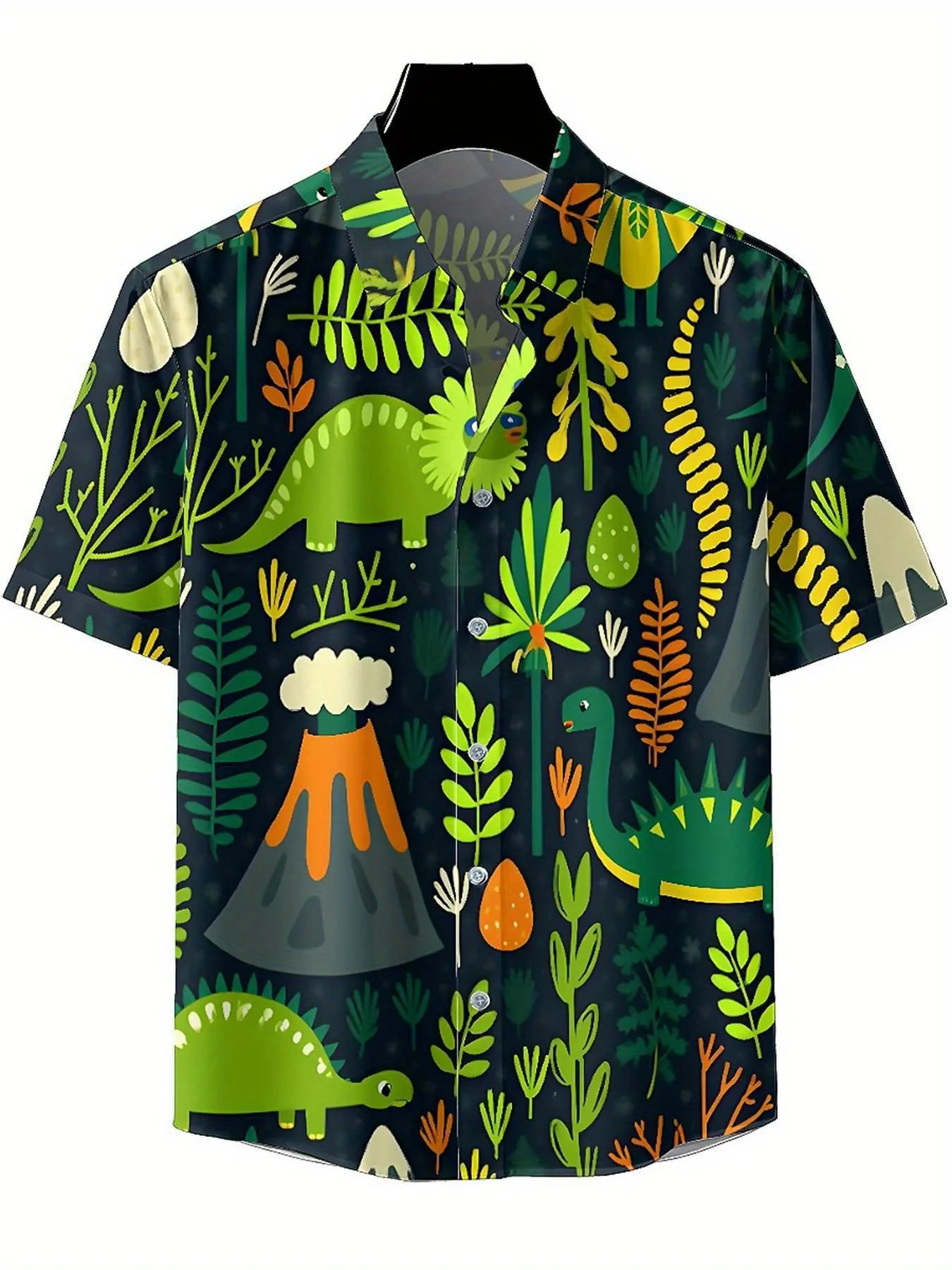 Мужские гавайские рубашки больших размеров с рисунком динозавра - Фотография_2