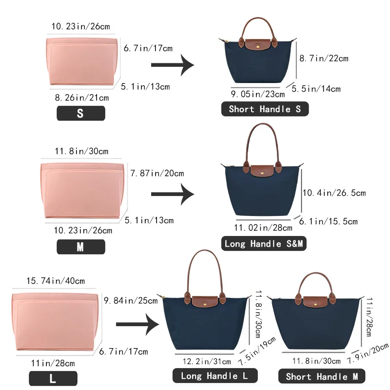 Фетровая сумка-вставка подходит для сумки longchamp - Фотография_2