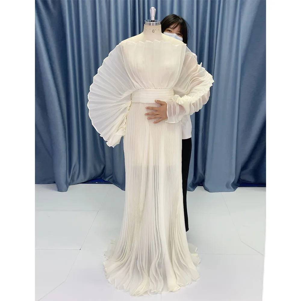 Модное плиссированное платье для беременных из органзы для фотосессии - Фотография_5