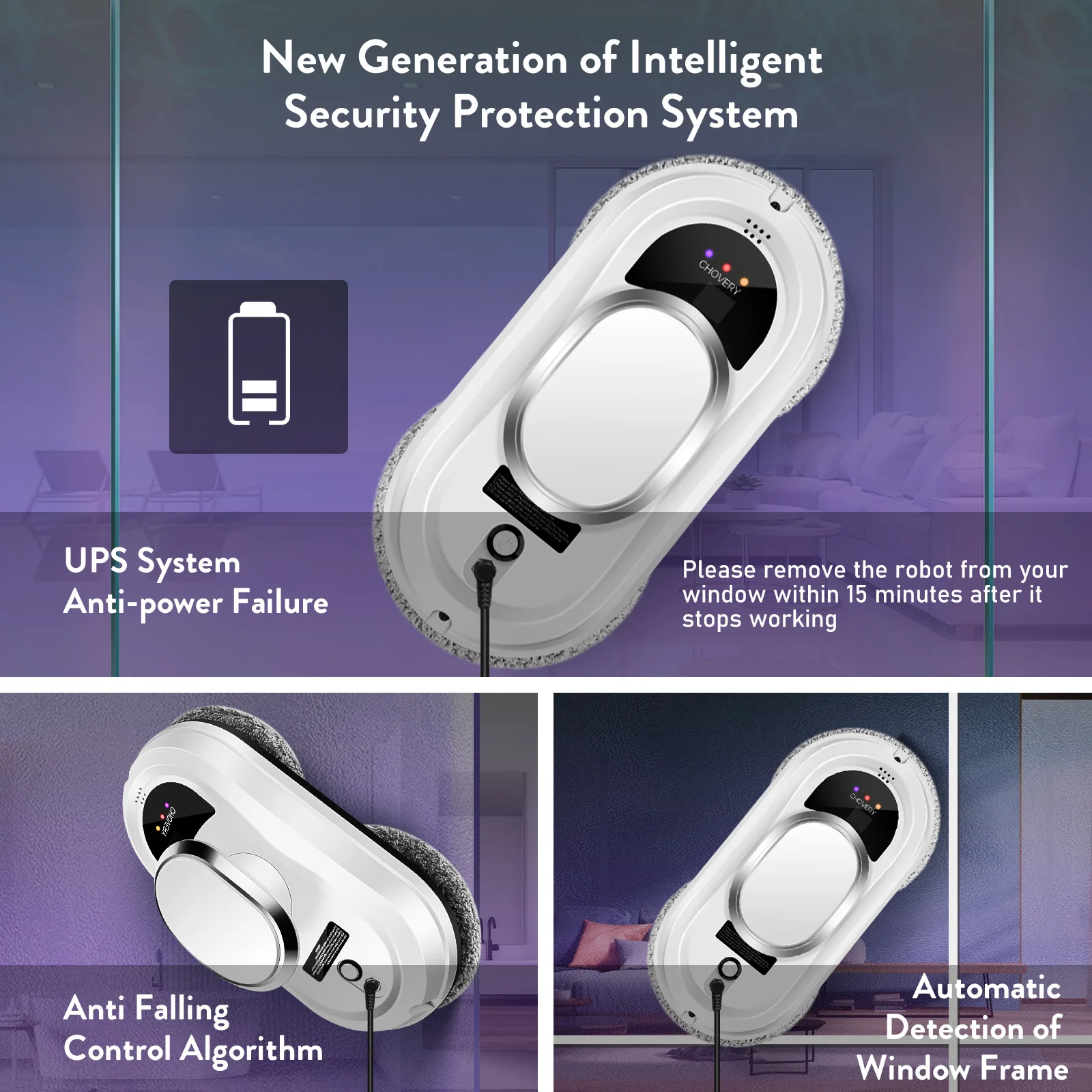 Робот-пылесос chovery для мытья окон с дистанционным управлением - Фотография_3