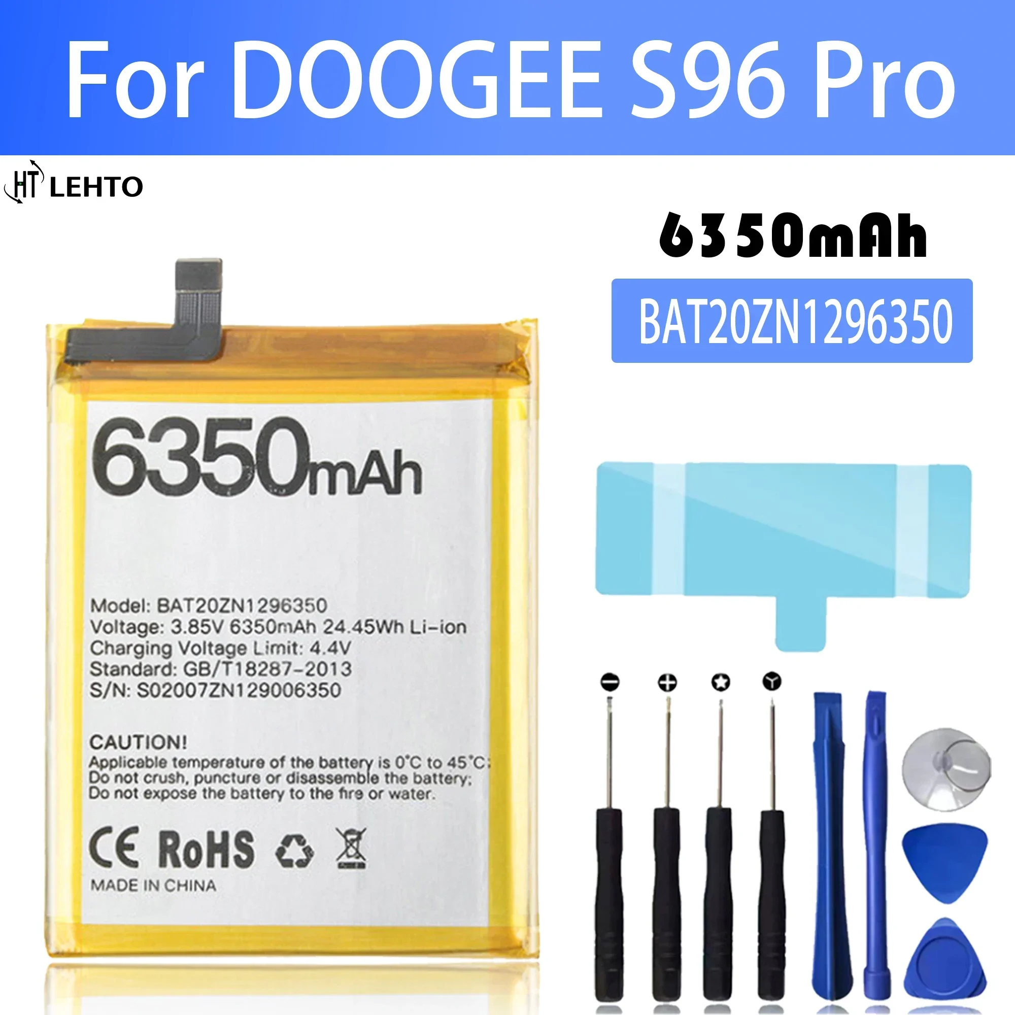 100% оригинальный аккумулятор 6350 ма/ч для doogee s96 pro аккумулятор 6