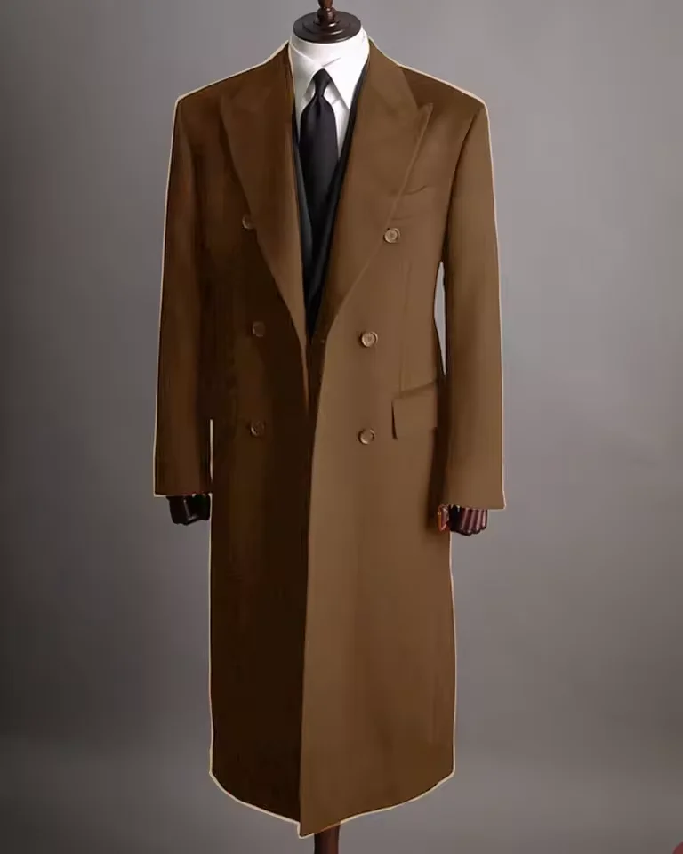 Зимний длинный пиджак деловой двубортный - Фотография_3