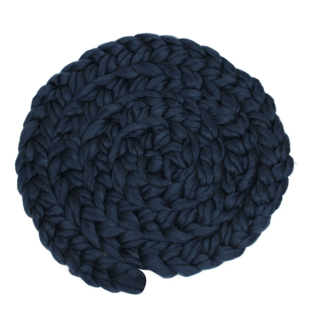 Темно-синее плетеное одеяло для новорожденных - Фотография_2