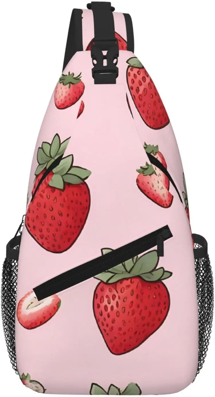 Нагрудная сумка через плечо с клубничным узором