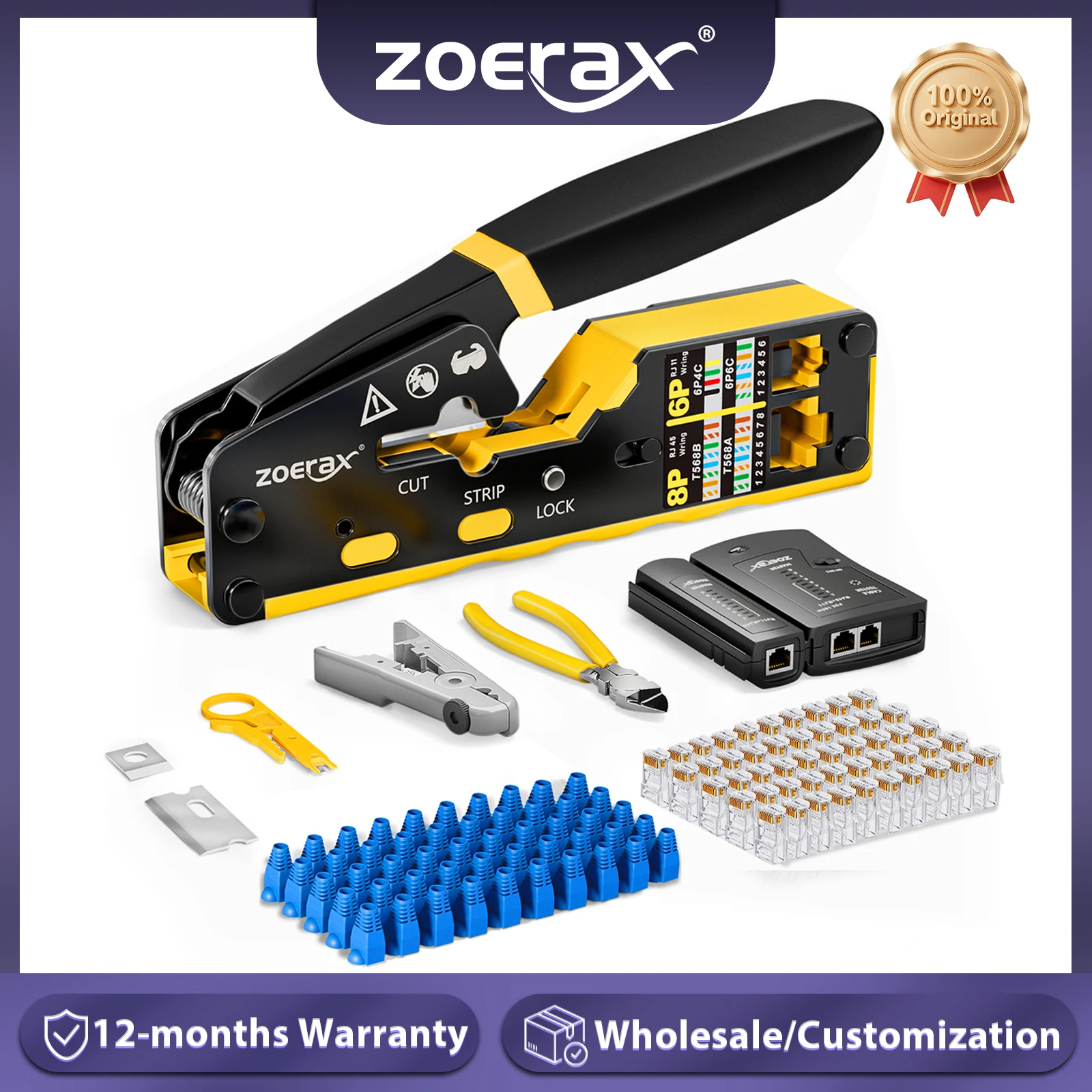 Zoerax rj45 cat6 cat5e набор инструментов для обжима сети