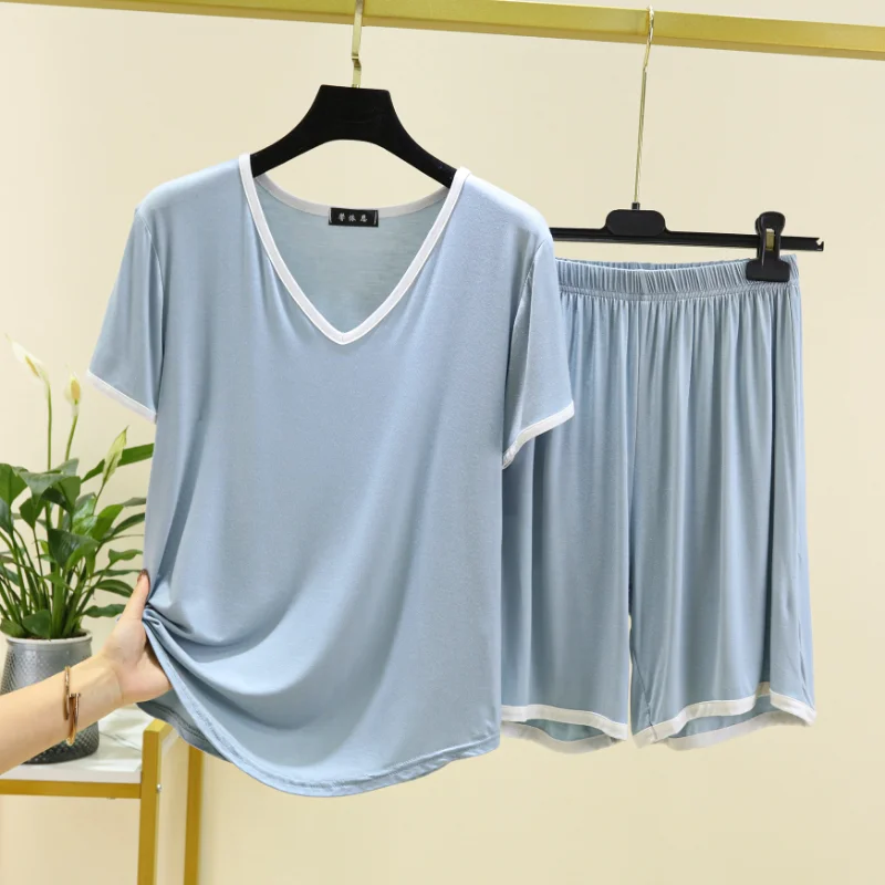 Летний новый женский пижамный костюм из модала - Фотография_4