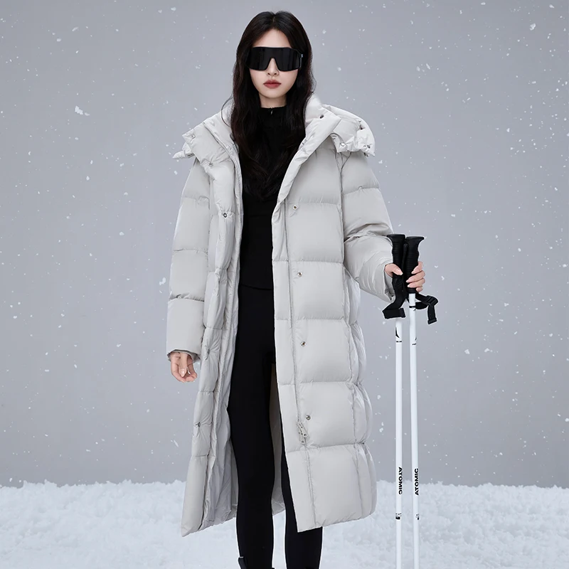 Женский толстый теплый длинный пуховик на белом утином пуху - Фотография_2