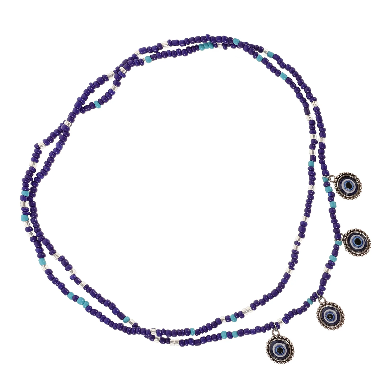 Женская поясная цепочка из бисера с голубыми глазами - Фотография_6