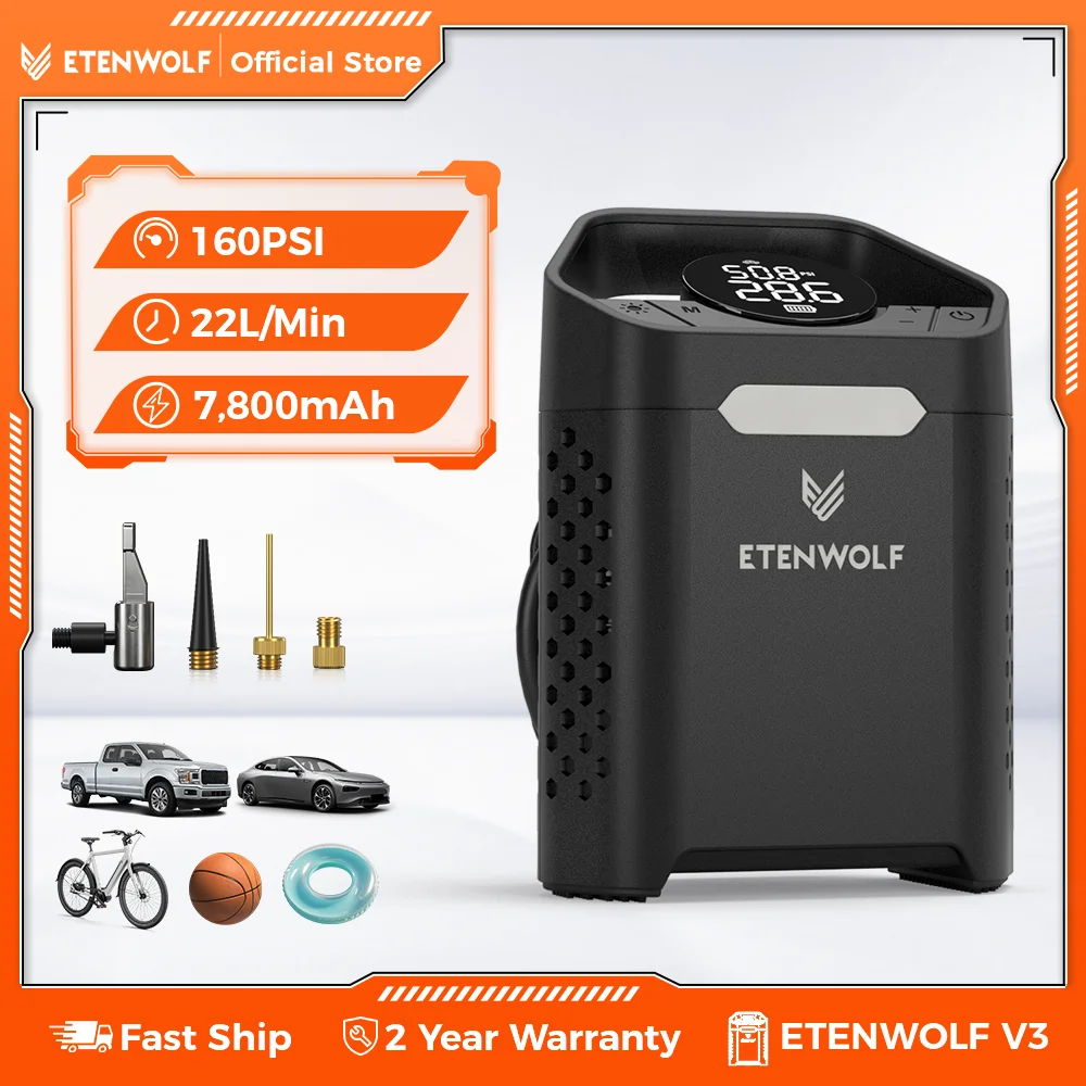 Новый портативный насос для накачки шин etenwolf v3