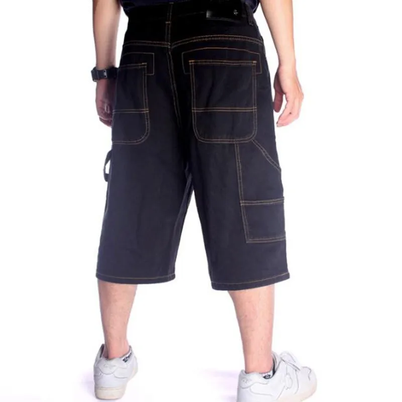 Мужские свободные мешковатые джинсовые шорты для скейтборда - Фотография_4