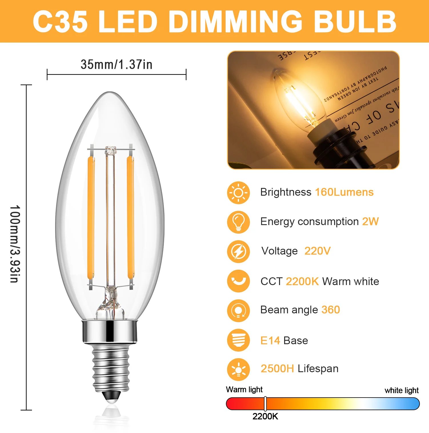 C35 candle led filament bulb e14 - Фотография_2