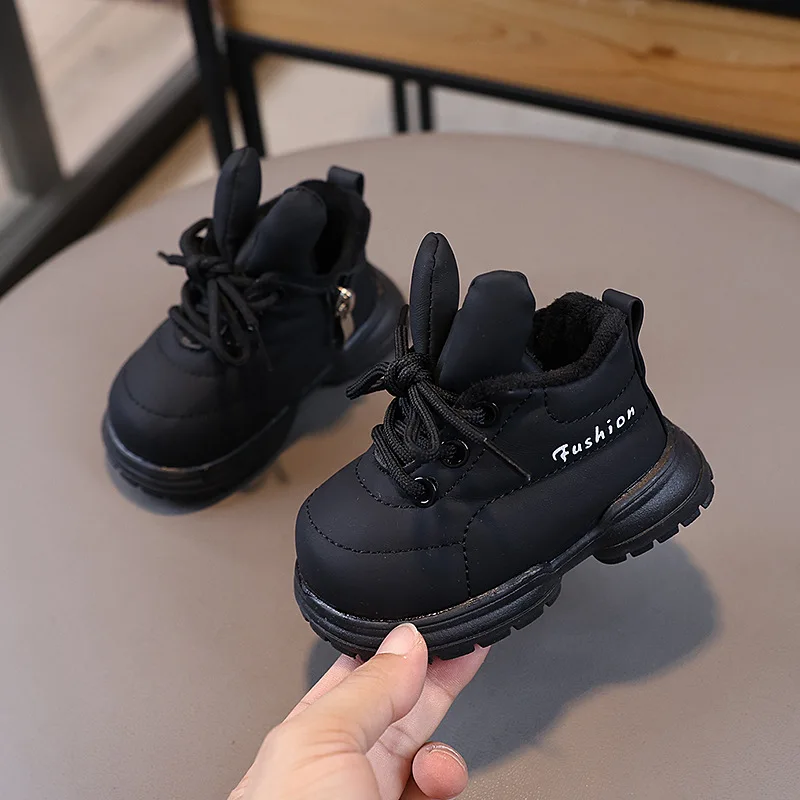 Новые зимние детские хлопковые сапоги с милыми кроличьими ушками - Фотография_2