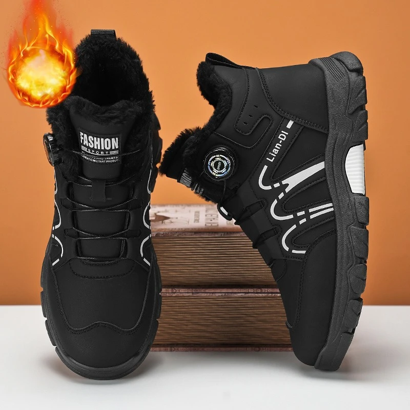 Модные плюшевые мужские высокие ботинки - Фотография_5