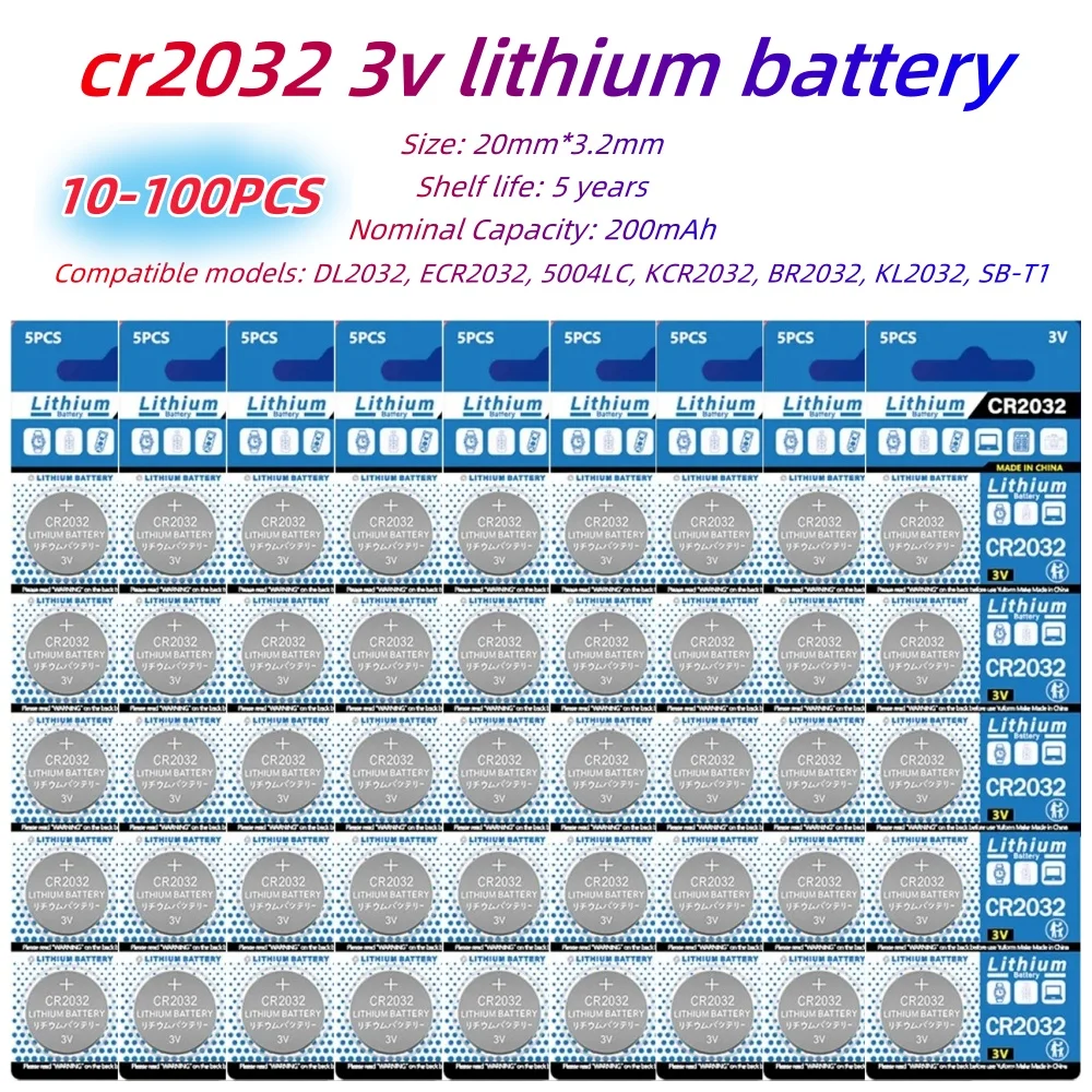 200 мач cr2032 dl2032 ecr2032 3 в литиевая батарея для часов