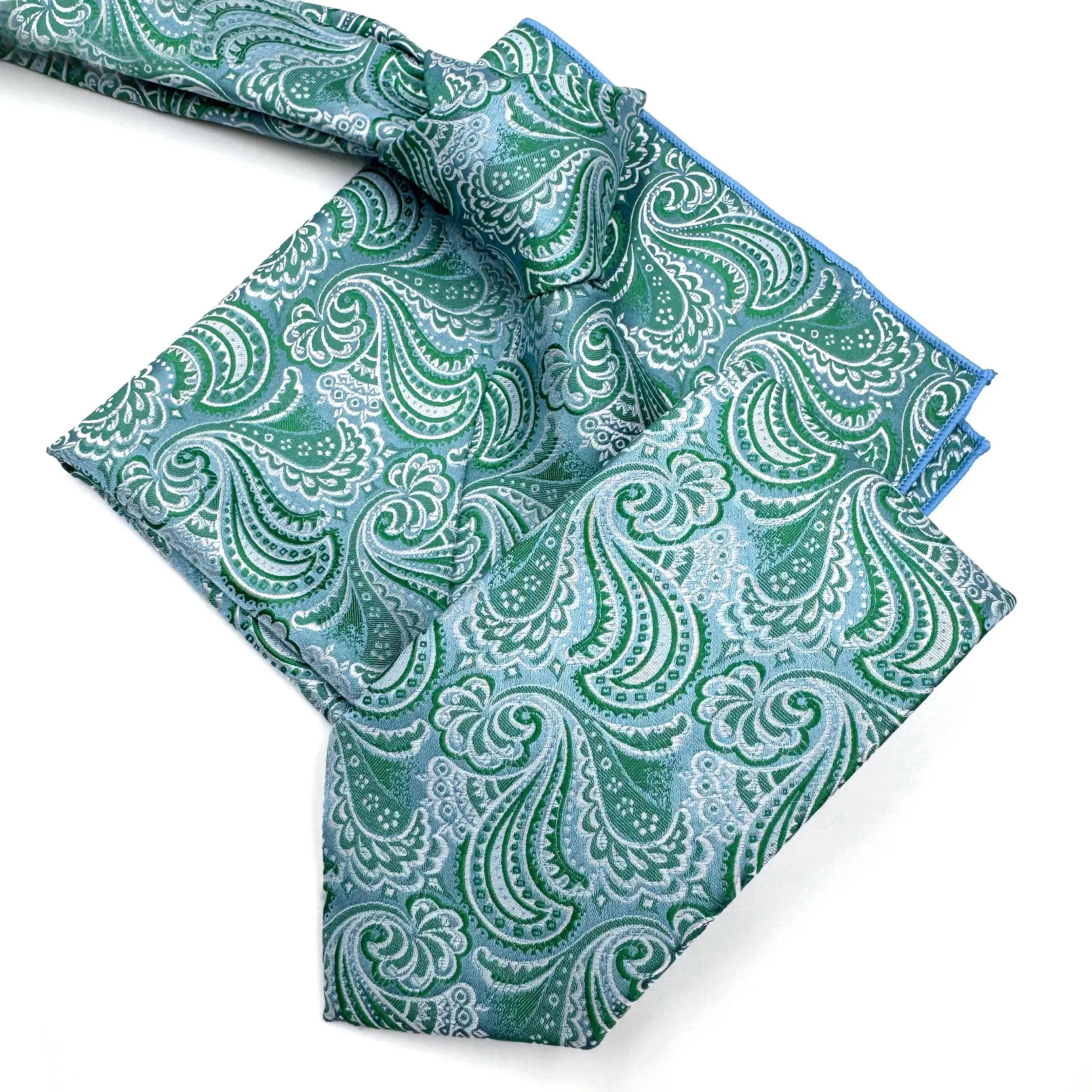 Голубой модный мужской карманный квадратный галстук - Фотография_4