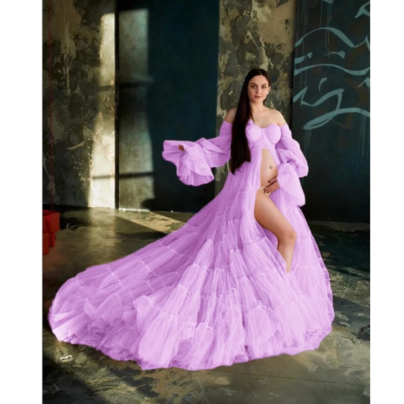 Белое тюлевое платье для беременных для фотосессии - Фотография_6