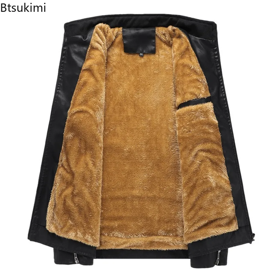 Новые модные мужские куртки из искусственной кожи с воротником-стойкой - Фотография_6