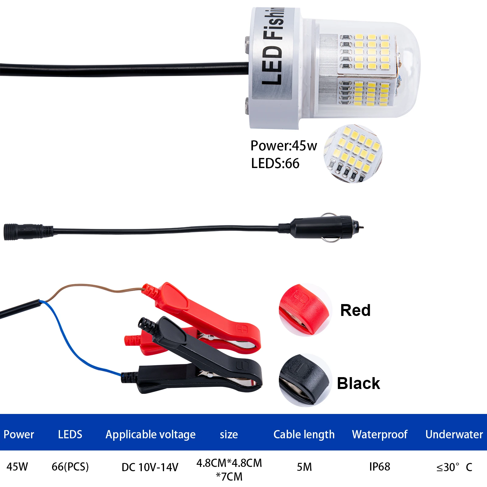 Goture dc10-14v светильник для подводной рыбалки 45 вт 90 вт 135 шт - Фотография_4