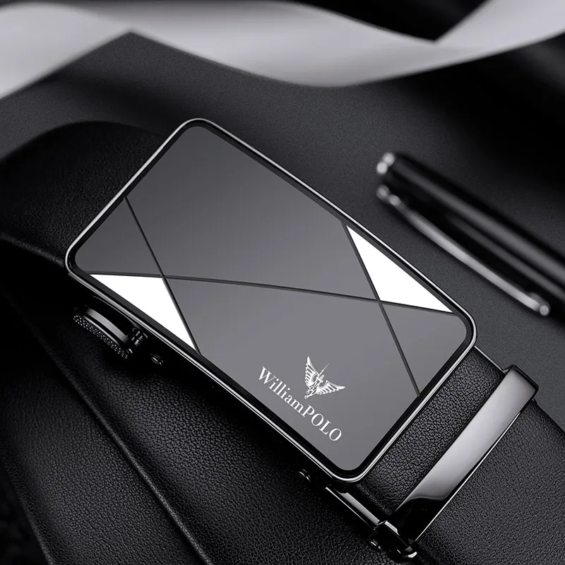 Мужской ремень из воловьей кожи с автоматической пряжкой - Фотография_5